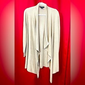 White House Black Market sz M oatmeal open flowy cardigan Lagenlook Normcore